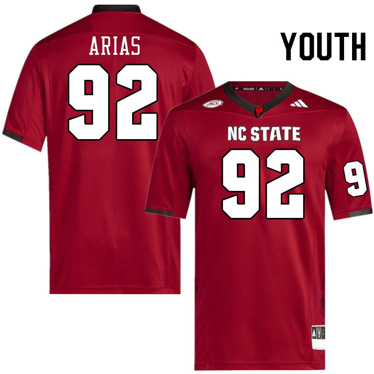 Youth #92 Aiden Arias NC State Wolfpack College Football Jerseys Stitched-Red